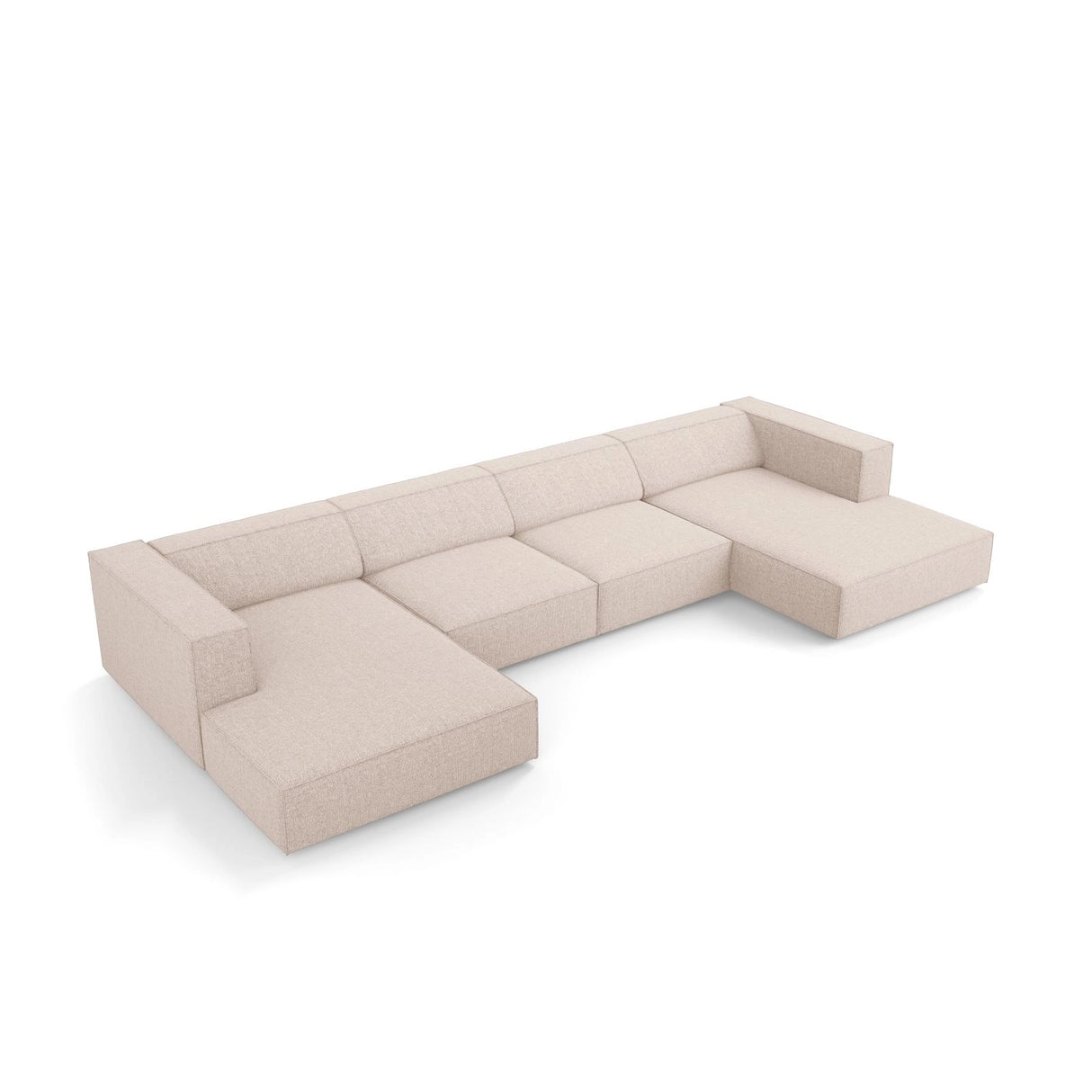 Arendal 6-Sitzer Panorama Sofa aus Chenille in Beige (Haga 30), Beine in Schwarzes Plastik, 364x166x70 cm von Cosmopolitan Design – Bild 5