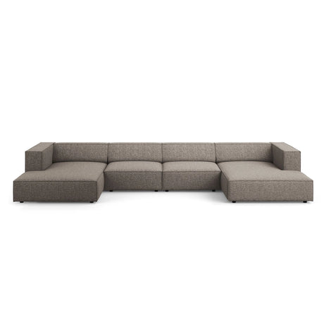 Arendal 6-Sitzer Panorama Sofa aus Chenille in Grau (Haga 16), Beine in Schwarzes Plastik, 364x166x70 cm von Cosmopolitan Design – Bild 1