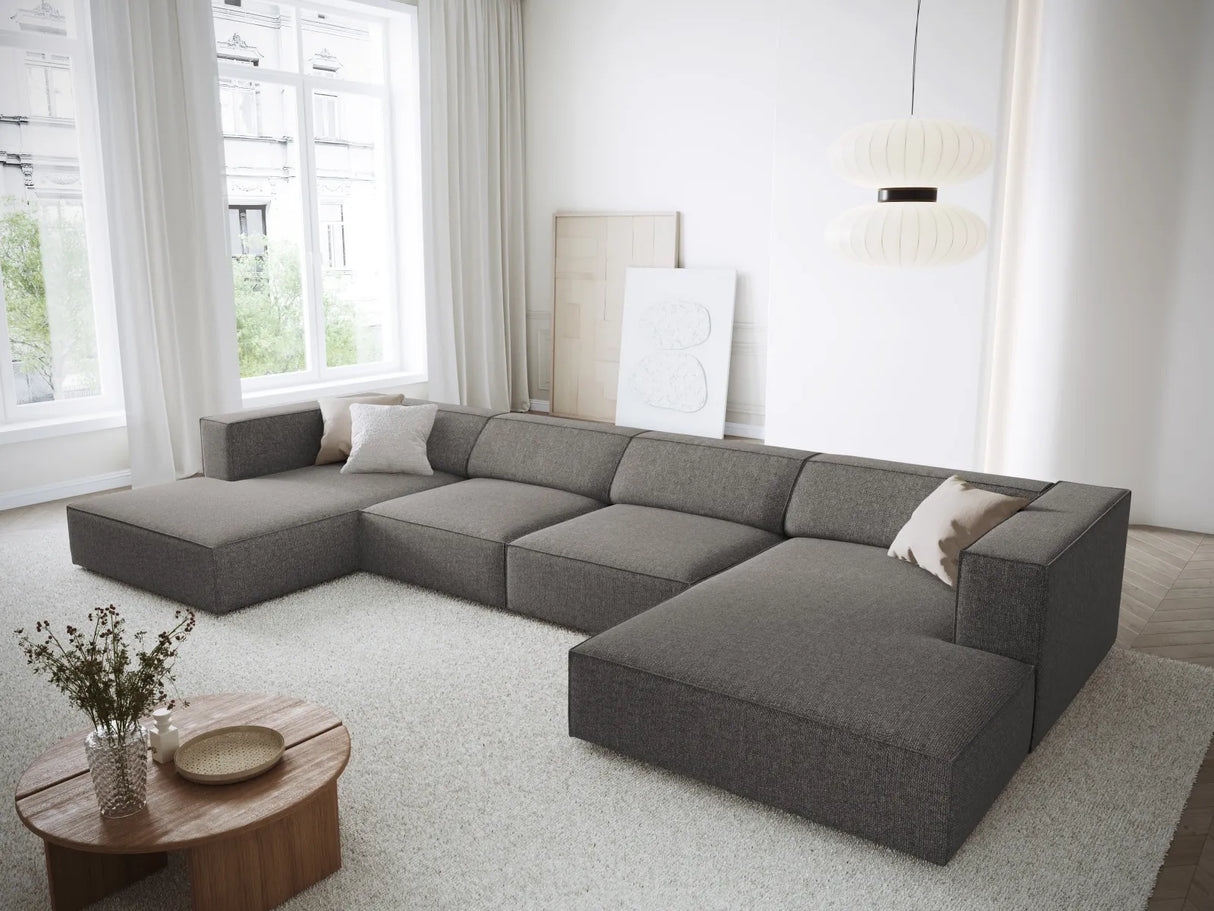 Arendal 6-Sitzer Panorama Sofa aus Chenille in Grau (Haga 16), Beine in Schwarzes Plastik, 364x166x70 cm von Cosmopolitan Design – Bild 2