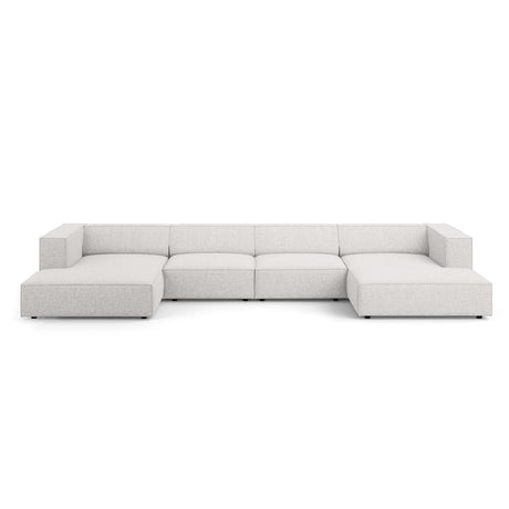 Arendal 6-Sitzer Panorama Sofa aus Chenille in Hellgrau (Haga 06), Beine in Schwarzes Plastik, 364x166x70 cm von Cosmopolitan Design – Bild 1