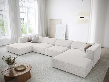 Arendal 6-Sitzer Panorama Sofa aus Chenille in Hellgrau (Haga 06), Beine in Schwarzes Plastik, 364x166x70 cm von Cosmopolitan Design – Bild 2