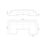 Arendal 6-Sitzer Panorama Sofa aus Chenille in Hellgrau (Haga 06), Beine in Schwarzes Plastik, 364x166x70 cm von Cosmopolitan Design – Bild 3