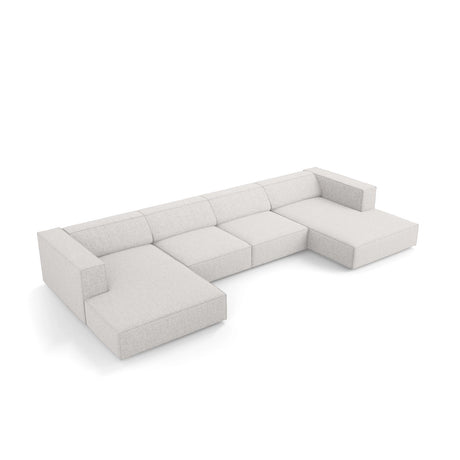 Arendal 6-Sitzer Panorama Sofa aus Chenille in Hellgrau (Haga 06), Beine in Schwarzes Plastik, 364x166x70 cm von Cosmopolitan Design – Bild 5