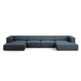Arendal 6-Sitzer Panorama Sofa aus Chenille in Königsblau (Haga 86), Beine in Schwarzes Plastik, 364x166x70 cm von Cosmopolitan Design – Bild 1