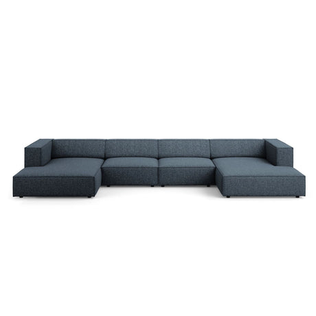 Arendal 6-Sitzer Panorama Sofa aus Chenille in Königsblau (Haga 86), Beine in Schwarzes Plastik, 364x166x70 cm von Cosmopolitan Design – Bild 1
