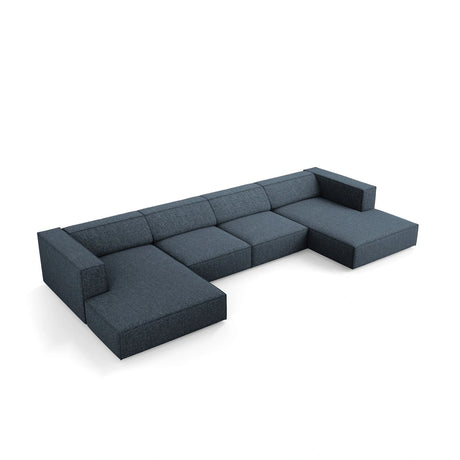 Arendal 6-Sitzer Panorama Sofa aus Chenille in Königsblau (Haga 86), Beine in Schwarzes Plastik, 364x166x70 cm von Cosmopolitan Design – Bild 5