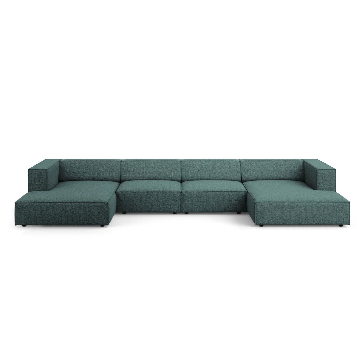 Arendal 6-Sitzer Panorama Sofa aus Chenille in Petrol (Haga 78), Beine in Schwarzes Plastik, 364x166x70 cm von Cosmopolitan Design – Bild 1