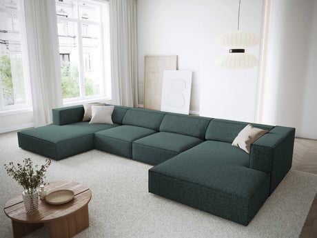 Arendal 6-Sitzer Panorama Sofa aus Chenille in Petrol (Haga 78), Beine in Schwarzes Plastik, 364x166x70 cm von Cosmopolitan Design – Bild 2
