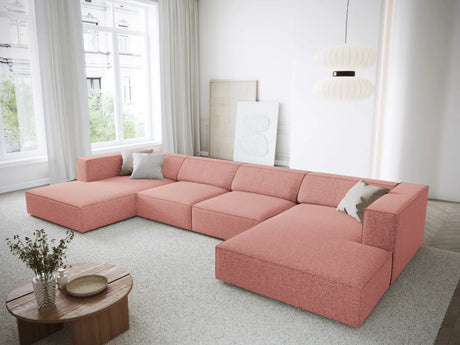 Arendal 6-Sitzer Panorama Sofa aus Chenille in Rosa (Haga 52), Beine in Schwarzes Plastik, 364x166x70 cm von Cosmopolitan Design – Bild 2
