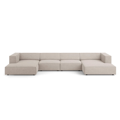 Arendal 6-Sitzer Panorama Sofa aus Chenille mit Cordoptik in Dunkelbeige (Brave Me 18), Beine in Schwarzes Plastik, 364x166x70 cm von Cosmopolitan Design – Bild 1