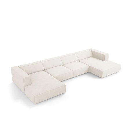 Arendal 6-Sitzer Panorama Sofa aus Chenille mit Cordoptik in Elfenbein (Brave Me 1), Beine in Schwarzes Plastik, 364x166x70 cm von Cosmopolitan Design – Bild 3