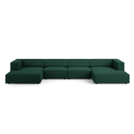Arendal 6-Sitzer Panorama Sofa aus Chenille mit Cordoptik in Flaschengrün (Brave Me 10), Beine in Schwarzes Plastik, 364x166x70 cm von Cosmopolitan Design – Bild 1