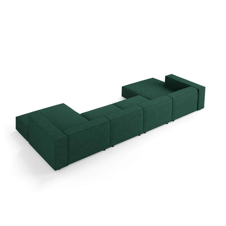 Arendal 6-Sitzer Panorama Sofa aus Chenille mit Cordoptik in Flaschengrün (Brave Me 10), Beine in Schwarzes Plastik, 364x166x70 cm von Cosmopolitan Design – Bild 4