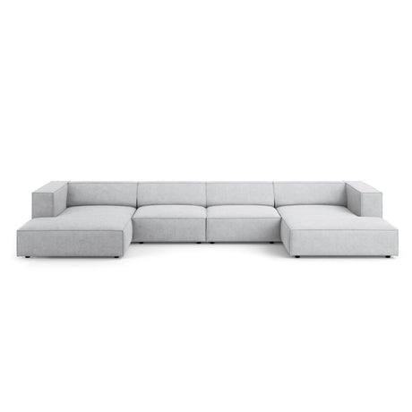 Arendal 6-Sitzer Panorama Sofa aus Chenille mit Cordoptik in Hellgrau (Brave Me 2), Beine in Schwarzes Plastik, 364x166x70 cm von Cosmopolitan Design – Bild 1