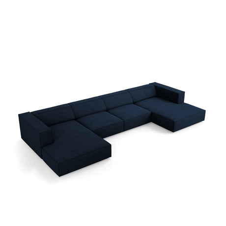 Arendal 6-Sitzer Panorama Sofa aus Chenille mit Cordoptik in Königsblau (Brave Me 7), Beine in Schwarzes Plastik, 364x166x70 cm von Cosmopolitan Design – Bild 3