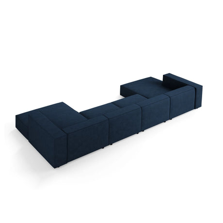 Arendal 6-Sitzer Panorama Sofa aus Chenille mit Cordoptik in Königsblau (Brave Me 7), Beine in Schwarzes Plastik, 364x166x70 cm von Cosmopolitan Design – Bild 4
