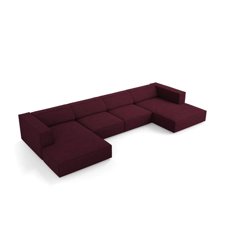 Arendal 6-Sitzer Panorama Sofa aus Chenille mit Cordoptik in Rubin (Brave Me 8), Beine in Schwarzes Plastik, 364x166x70 cm von Cosmopolitan Design – Bild 3