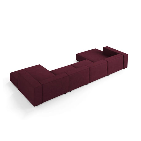 Arendal 6-Sitzer Panorama Sofa aus Chenille mit Cordoptik in Rubin (Brave Me 8), Beine in Schwarzes Plastik, 364x166x70 cm von Cosmopolitan Design – Bild 4