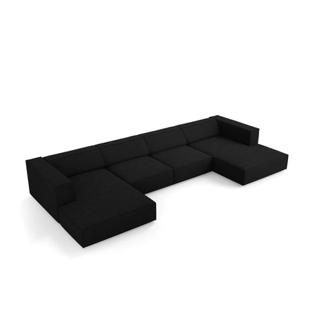 Arendal 6-Sitzer Panorama Sofa aus Chenille mit Cordoptik in Schwarz (Brave Me 6), Beine in Schwarzes Plastik, 364x166x70 cm von Cosmopolitan Design – Bild 3
