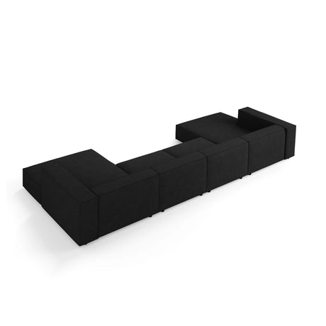 Arendal 6-Sitzer Panorama Sofa aus Chenille mit Cordoptik in Schwarz (Brave Me 6), Beine in Schwarzes Plastik, 364x166x70 cm von Cosmopolitan Design – Bild 4