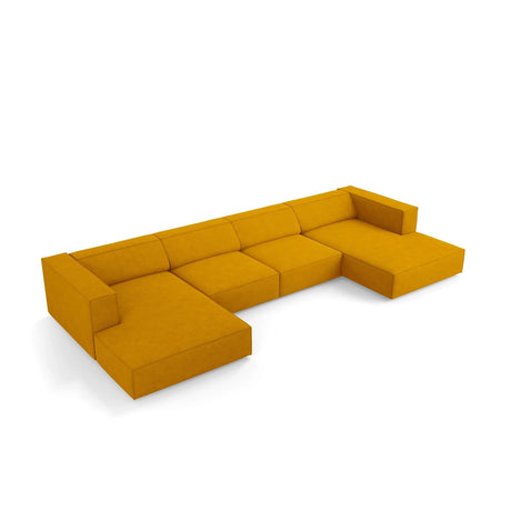 Arendal 6-Sitzer Panorama Sofa aus Chenille mit Cordoptik in Senf (Brave Me 13), Beine in Schwarzes Plastik, 364x166x70 cm von Cosmopolitan Design – Bild 3