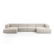 Arendal 6-Sitzer Panorama Sofa aus Samt in Ecru (Casino Sand), Beine in Schwarzes Plastik, 364x166x70 cm von Cosmopolitan Design – Bild 1