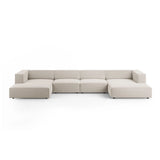 Arendal 6-Sitzer Panorama Sofa aus Samt in Ecru (Casino Sand), Beine in Schwarzes Plastik, 364x166x70 cm von Cosmopolitan Design – Bild 1