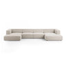 Arendal 6-Sitzer Panorama Sofa aus Samt in Ecru (Casino Sand), Beine in Schwarzes Plastik, 364x166x70 cm von Cosmopolitan Design – Bild 1