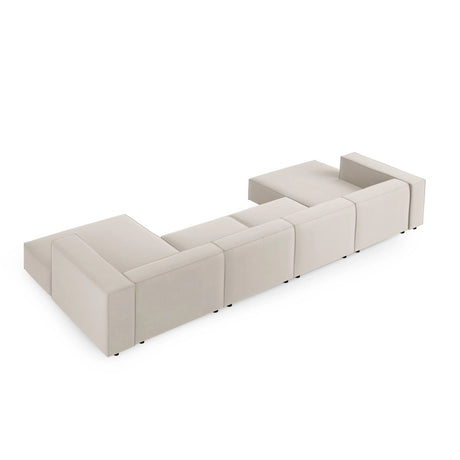 Arendal 6-Sitzer Panorama Sofa aus Samt in Ecru (Casino Sand), Beine in Schwarzes Plastik, 364x166x70 cm von Cosmopolitan Design – Bild 4