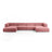 Arendal 6-Sitzer Panorama Sofa aus Samt in Flamingo (Casino Salmon), Beine in Schwarzes Plastik, 364x166x70 cm von Cosmopolitan Design – Bild 1
