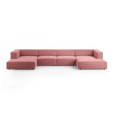 Arendal 6-Sitzer Panorama Sofa aus Samt in Flamingo (Casino Salmon), Beine in Schwarzes Plastik, 364x166x70 cm von Cosmopolitan Design – Bild 1