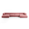 Arendal 6-Sitzer Panorama Sofa aus Samt in Flamingo (Casino Salmon), Beine in Schwarzes Plastik, 364x166x70 cm von Cosmopolitan Design – Bild 1