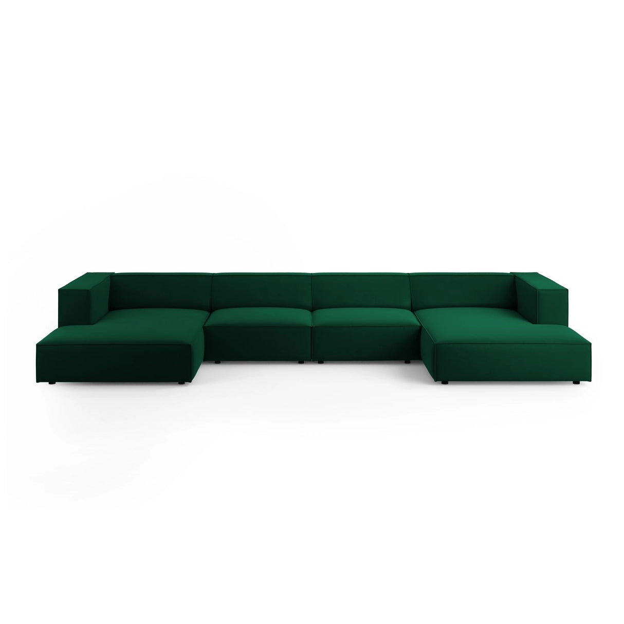 Arendal 6-Sitzer Panorama Sofa aus Samt in Flaschengrün (Casino Deep Green), Beine in Schwarzes Plastik, 364x166x70 cm von Cosmopolitan Design – Bild 1