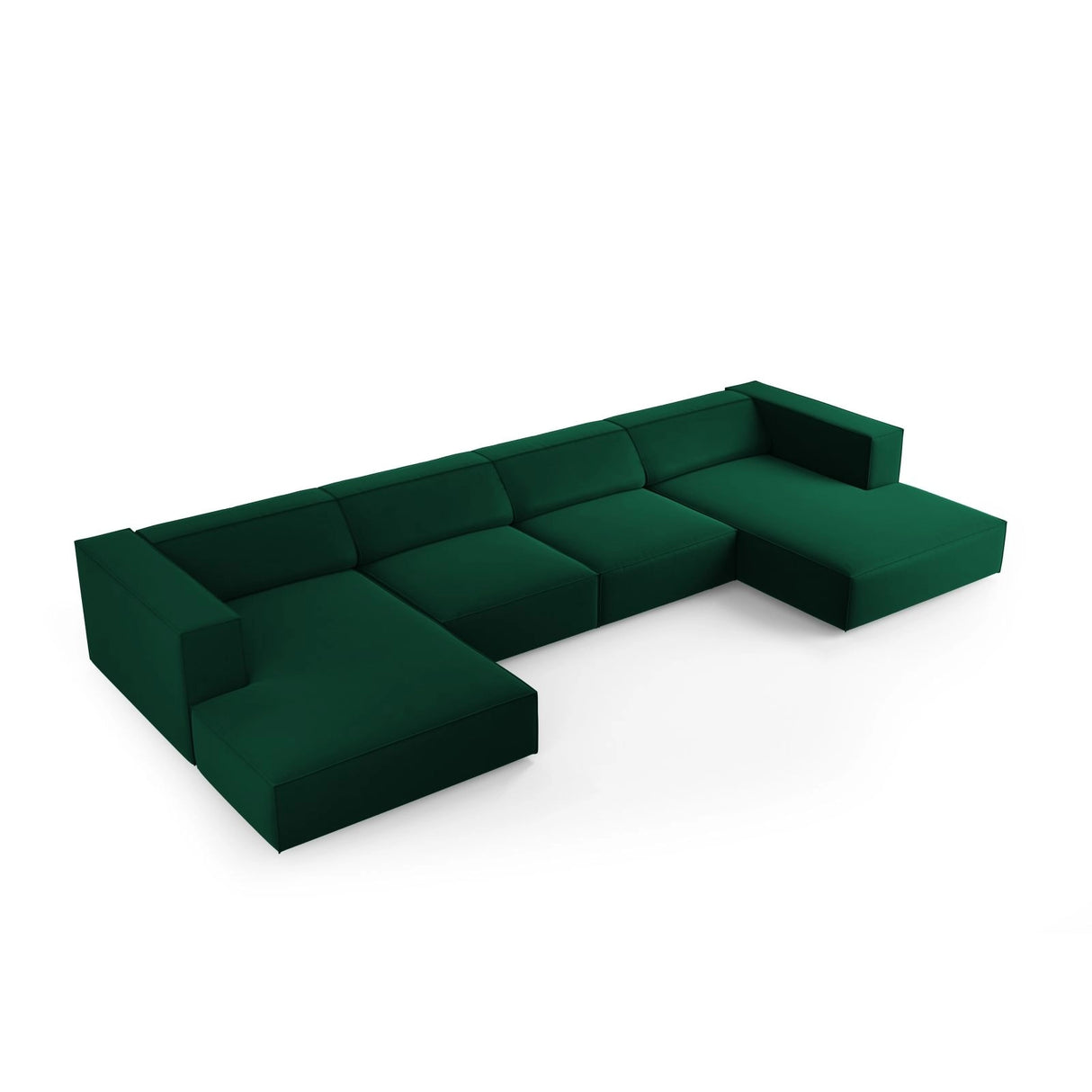 Arendal 6-Sitzer Panorama Sofa aus Samt in Flaschengrün (Casino Deep Green), Beine in Schwarzes Plastik, 364x166x70 cm von Cosmopolitan Design – Bild 3