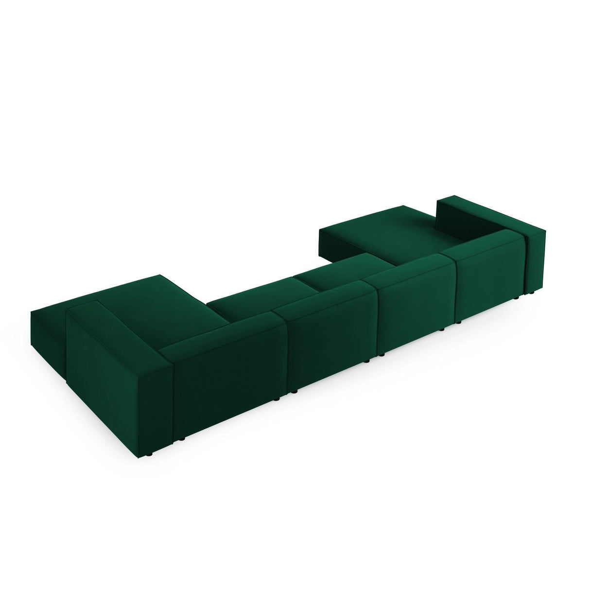 Arendal 6-Sitzer Panorama Sofa aus Samt in Flaschengrün (Casino Deep Green), Beine in Schwarzes Plastik, 364x166x70 cm von Cosmopolitan Design – Bild 4