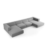 Arendal 6-Sitzer Panorama Sofa aus Samt in Hellgrau (Casino Ash), Beine in Schwarzes Plastik, 364x166x70 cm von Cosmopolitan Design – Bild 3