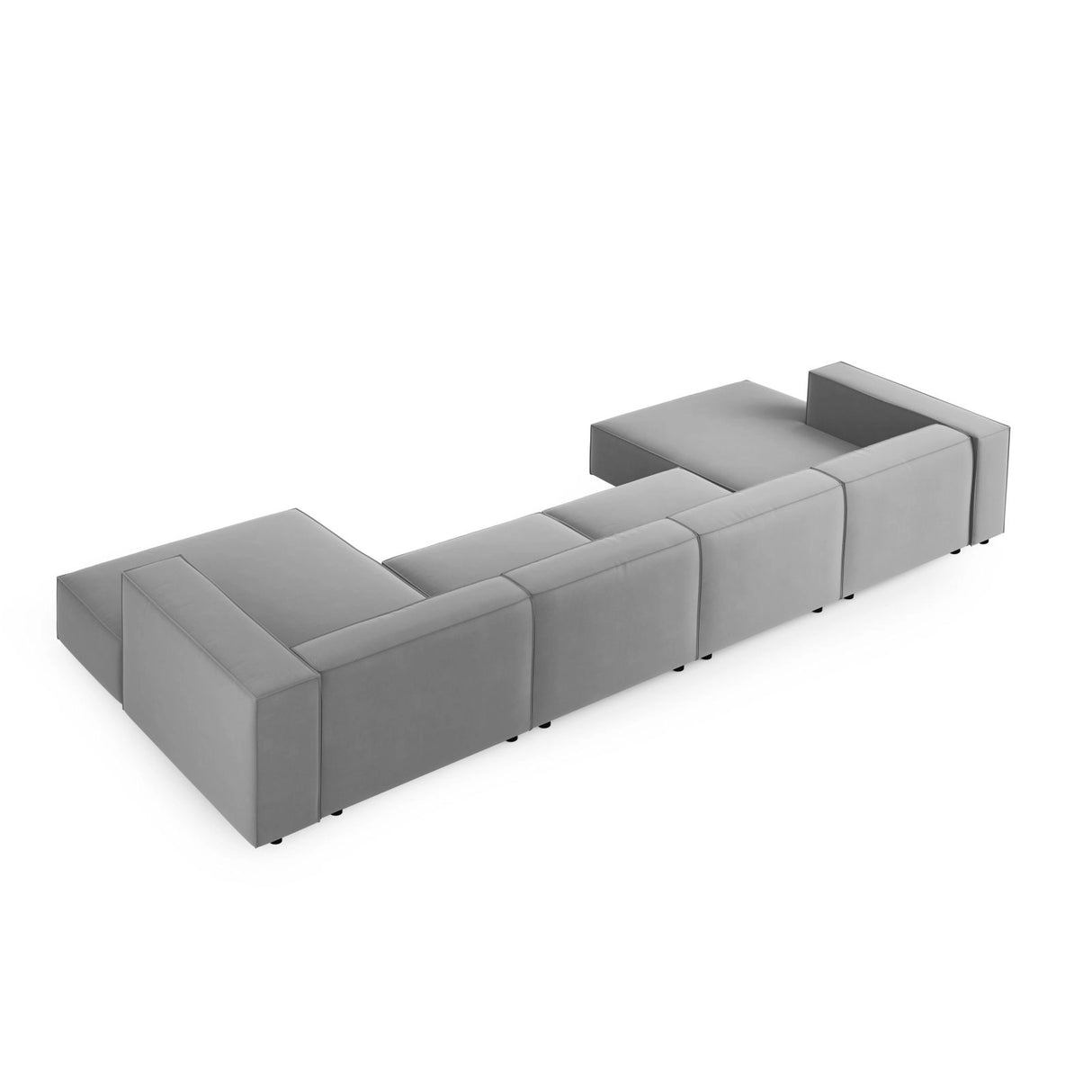 Arendal 6-Sitzer Panorama Sofa aus Samt in Hellgrau (Casino Ash), Beine in Schwarzes Plastik, 364x166x70 cm von Cosmopolitan Design – Bild 4
