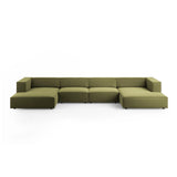 Arendal 6-Sitzer Panorama Sofa aus Samt in Hellgrün (Casino Forest), Beine in Schwarzes Plastik, 364x166x70 cm von Cosmopolitan Design – Bild 1