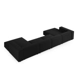 Arendal 6-Sitzer Panorama Sofa aus Samt in Schwarz (Casino Black), Beine in Schwarzes Plastik, 364x166x70 cm von Cosmopolitan Design – Bild 4