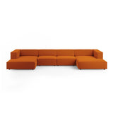 Arendal 6-Sitzer Panorama Sofa aus Samt in Terrakotta (Casino Terracota), Beine in Schwarzes Plastik, 364x166x70 cm von Cosmopolitan Design – Bild 1