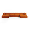 Arendal 6-Sitzer Panorama Sofa aus Samt in Terrakotta (Casino Terracota), Beine in Schwarzes Plastik, 364x166x70 cm von Cosmopolitan Design – Bild 1