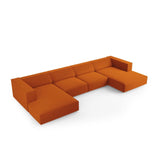 Arendal 6-Sitzer Panorama Sofa aus Samt in Terrakotta (Casino Terracota), Beine in Schwarzes Plastik, 364x166x70 cm von Cosmopolitan Design – Bild 3