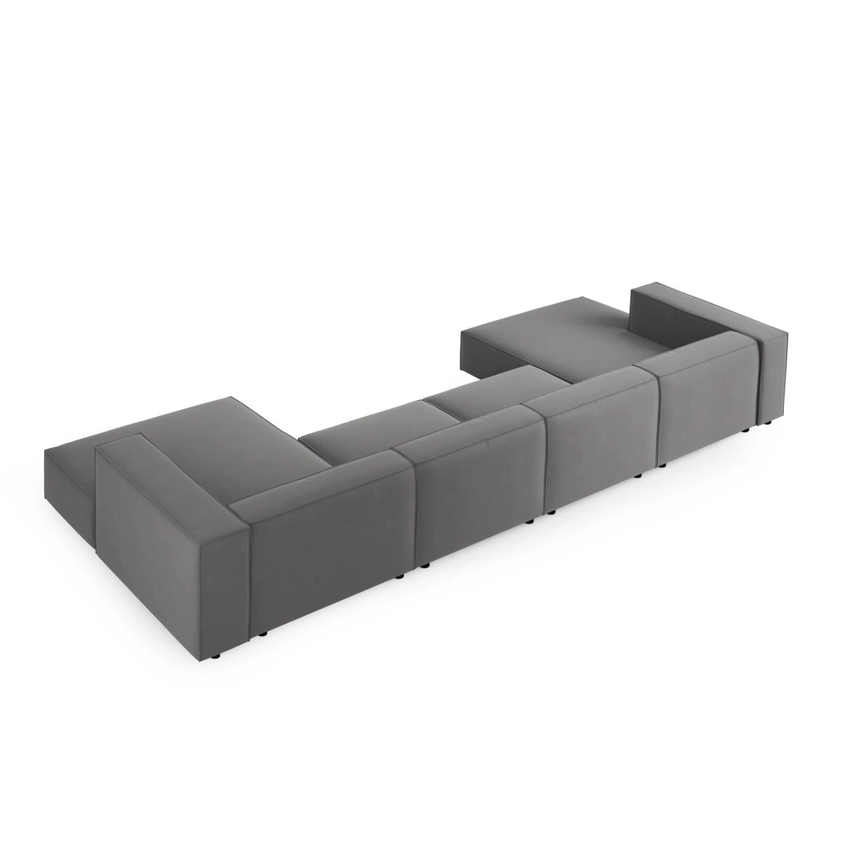 Arendal 6-Sitzer Panorama Sofa aus Samt in Warmes Grau (Casino Anthracite), Beine in Schwarzes Plastik, 364x166x70 cm von Cosmopolitan Design – Bild 4
