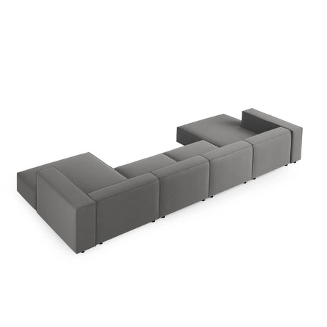 Arendal 6-Sitzer Panorama Sofa aus Samt in Warmes Grau (Casino Anthracite), Beine in Schwarzes Plastik, 364x166x70 cm von Cosmopolitan Design – Bild 4