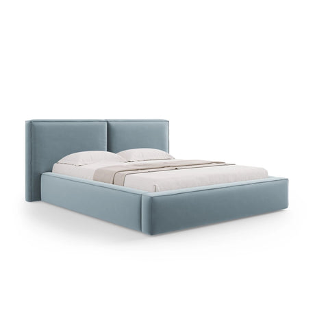 Arendal Bett mit Doppelkopfteil und Stauraum aus Samt in Hellblau (Bluvel 06), 160x200 cm von Cosmopolitan Design – Bild 1
