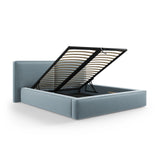 Arendal Bett mit Doppelkopfteil und Stauraum aus Samt in Hellblau (Bluvel 06), 160x200 cm von Cosmopolitan Design – Bild 6