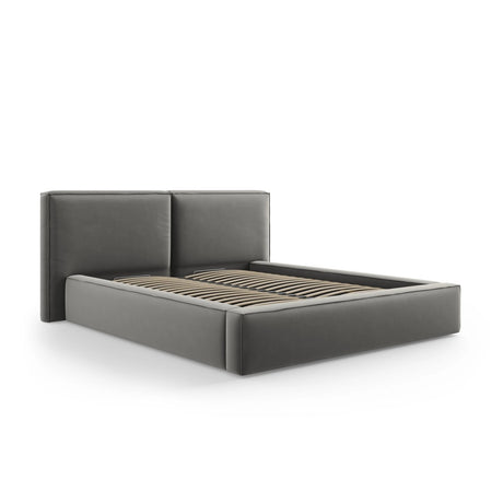 Arendal Bett mit Doppelkopfteil und Stauraum aus Samt in Hellgrau (Bluvel 13), 160x200 cm von Cosmopolitan Design – Bild 4