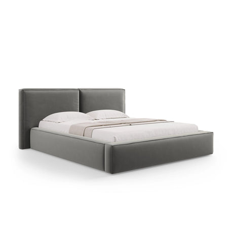 Arendal Bett mit Doppelkopfteil und Stauraum aus Samt in Hellgrau (Bluvel 13), 200x200 cm von Cosmopolitan Design – Bild 1