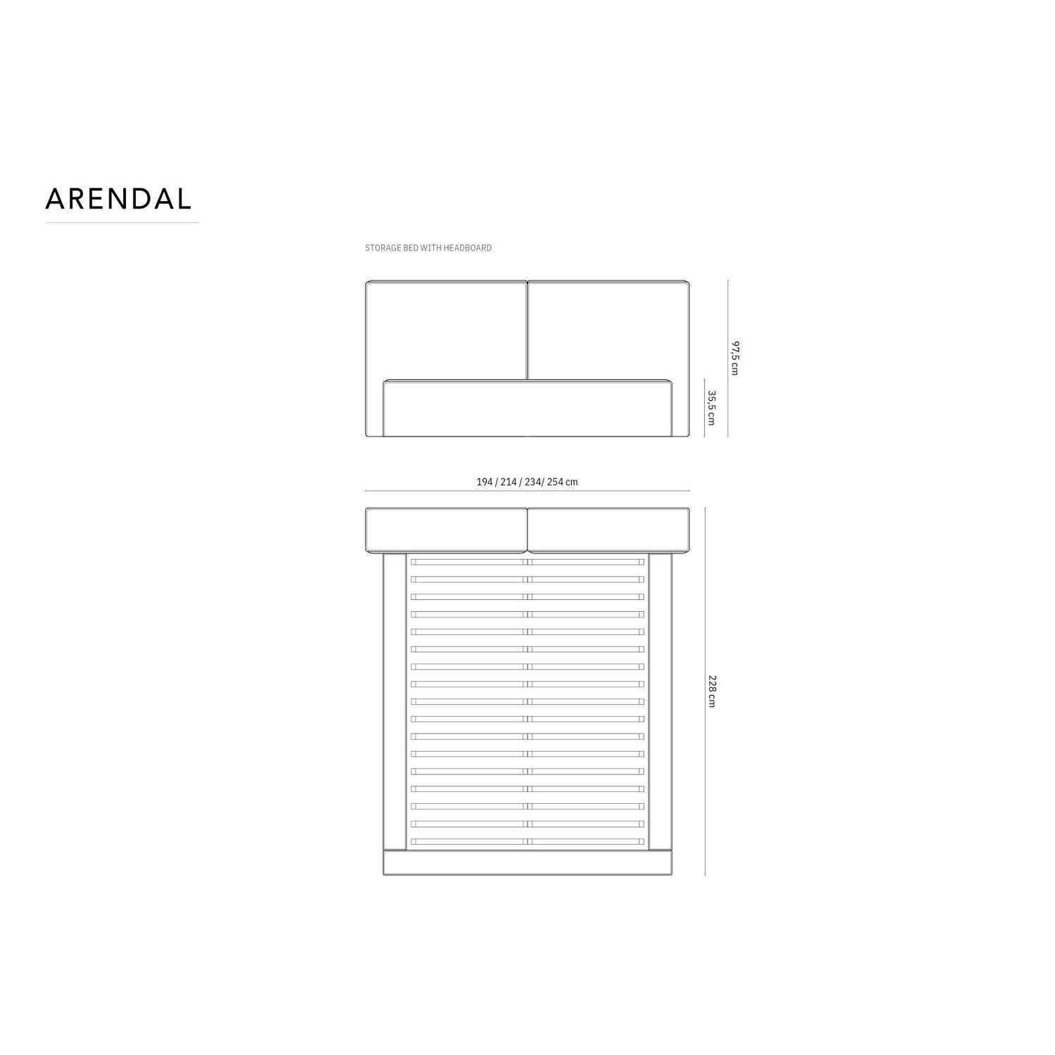Arendal Bett mit Doppelkopfteil und Stauraum aus Samt in Rosa (Bluvel 52), 140x200 cm von Cosmopolitan Design – Bild 3