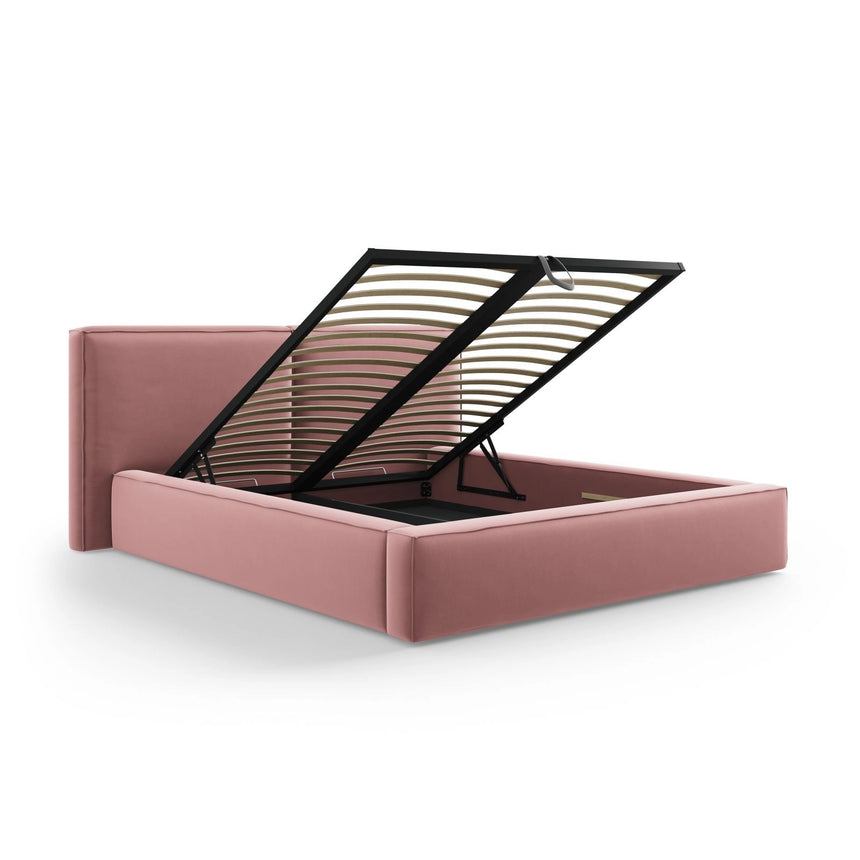 Arendal Bett mit Doppelkopfteil und Stauraum aus Samt in Rosa (Bluvel 52), 140x200 cm von Cosmopolitan Design – Bild 6